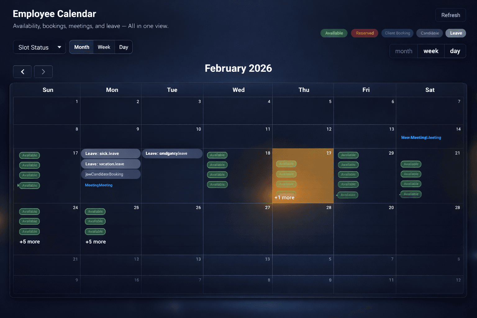 Schedulaa booking and availability dashboard