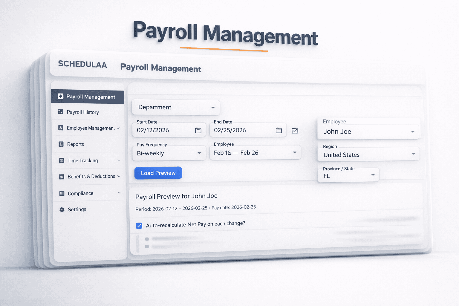Payroll workflow preview