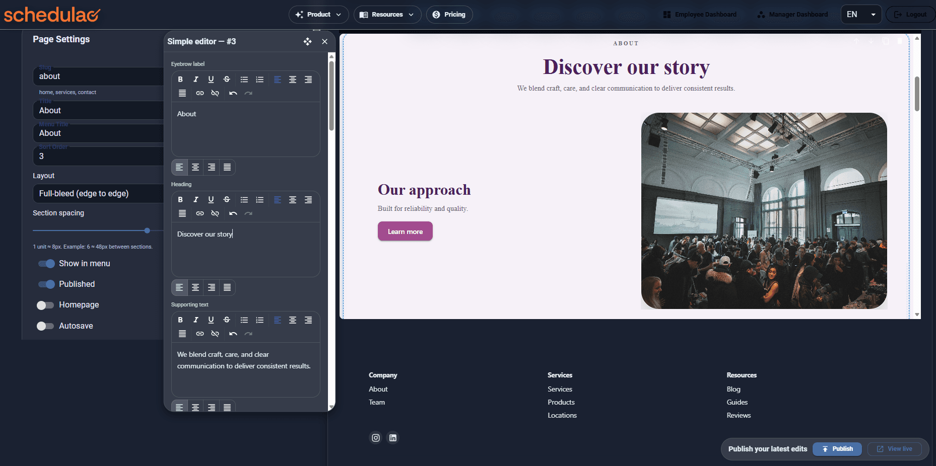 Schedulaa commerce and checkout analytics